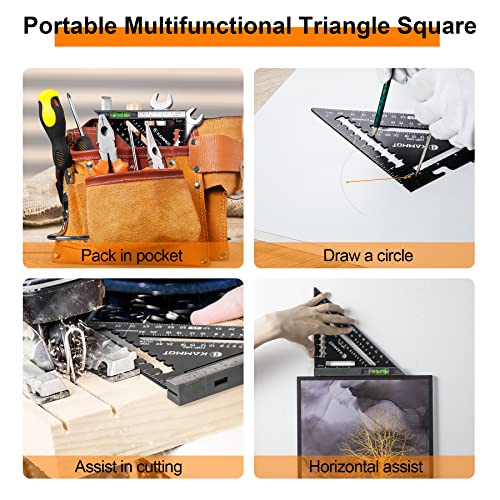 Kammqi Carpenter Squares Rafter Square With Level 7 Inch Metal Triangle Square Carpenter Tools Layout Tools Stainless Steel Woodworking Square (Black 7Inch) #TOP5