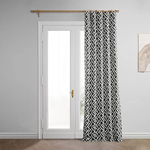 Image of HPD Half Price Drapes Modern Geometric Printed Curtains 108 Inches Long Luxury Cotton Curtains (1 Panel) Room Darkening Curtains for Bedroom & Living Room, 50W x 108L, Crosshatch Geometrical Black