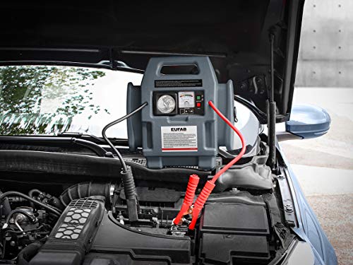 EUFAB 16643 Powerpack, Starthilfe, mit Kompressor, 7Ah Grau mit Wasserfahrzeug