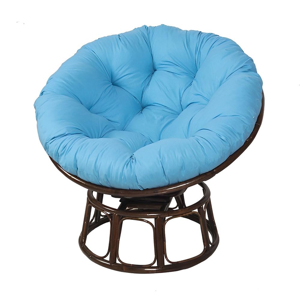 Surwin Papasan Chair Cushions, Thick Round Chair Cushions Hammocks Swing Pads, Papasan Round Chair Cushions with Fixing Straps, Indoor Egg Chair Cushion (70x70cm,Blue)