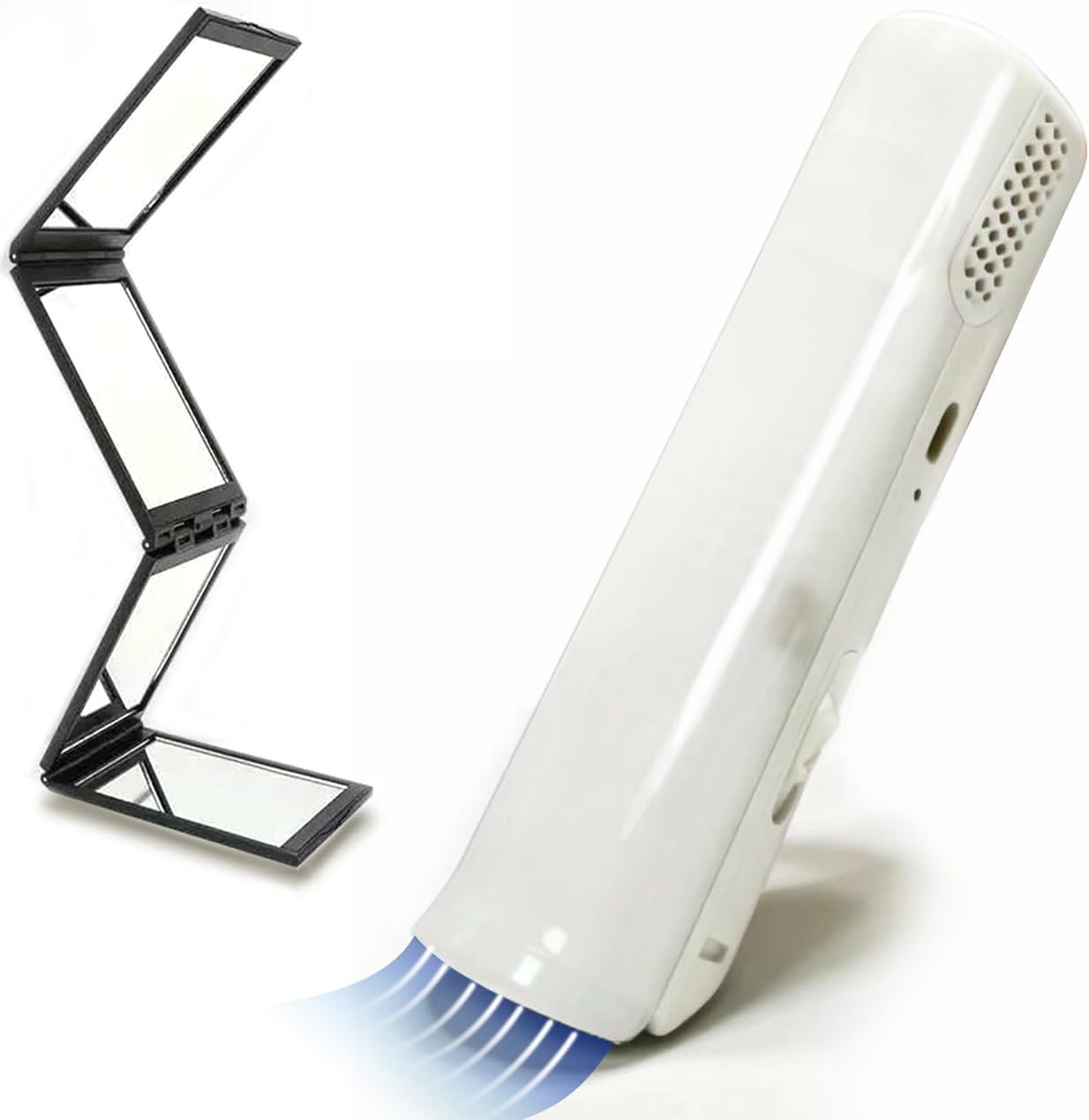 Cordless Vacuum Haircut Kit，Vacuum Beard Trimmer，Hair Clippers for Men Women Kids Baby, Body Shaver,Large Hairs Storage Space,with 4 Way Foldable Mirror (White)