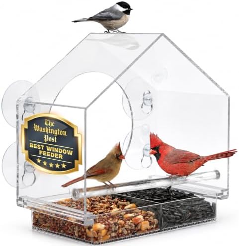 Window Bird Feeder with Strong Suction Cups, Bird Feeders for Out...