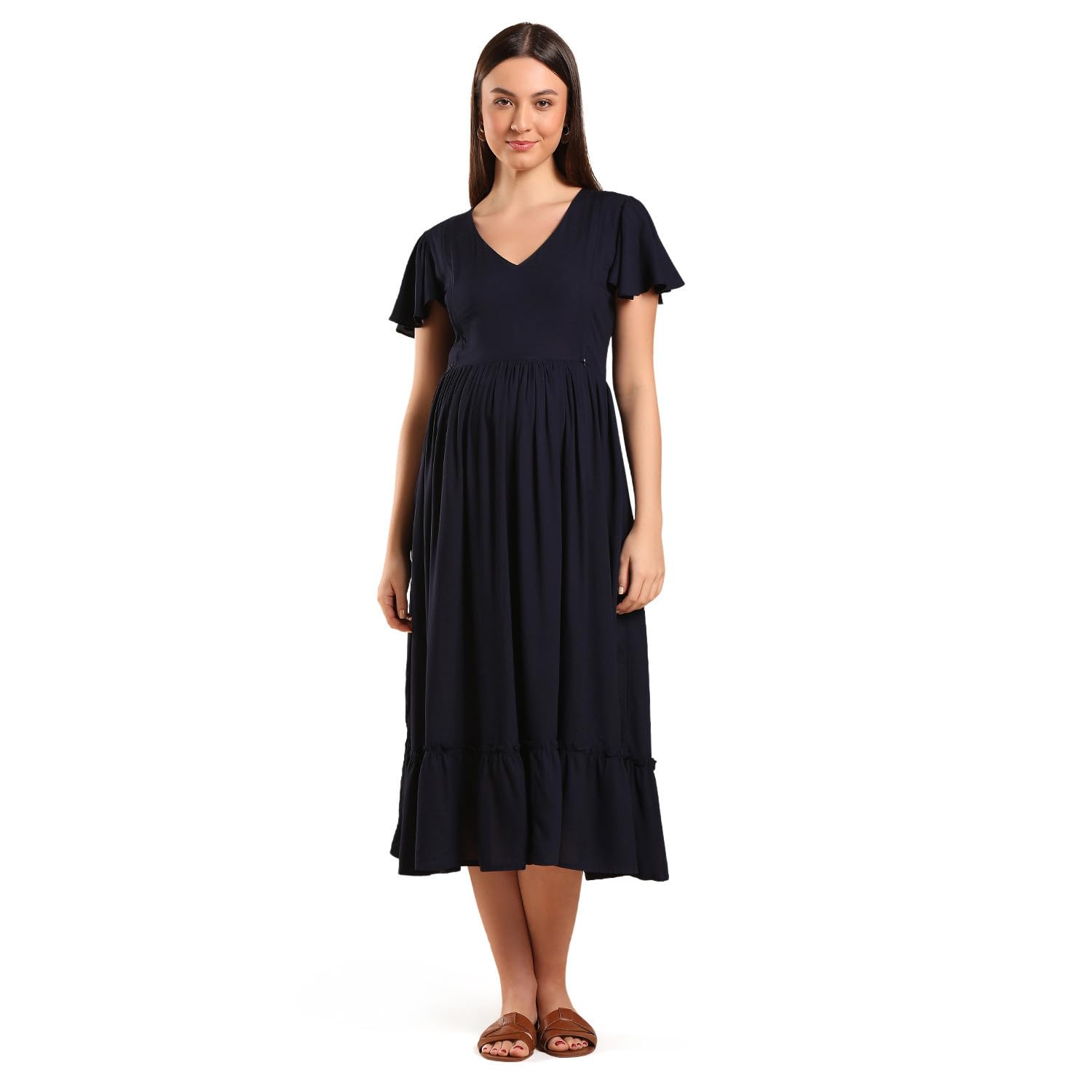 Maternity Fit & Flare Midi Dress-image-47