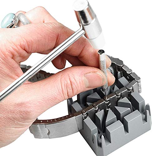 RoadRomao 5 Piezas de reparación de Relojes Kit de Herramientas de removedor de eslabones de Banda Martillo Punch Pins Correa Soporte