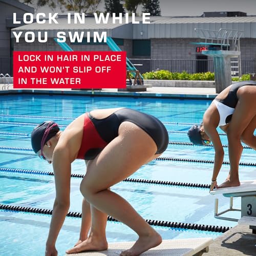 Image of TYR Wrinkle-Free Silicone Long Hair Swim Cap, Durable Asymmetric Hydrodynamic Swim Cap for Long Hair, Braids, and Dreadlocks | Long Hair Accommodation | 100% Silicone Construction | Wrinkle-Free Hydrodynamic Fit | Contour Cut Edges
