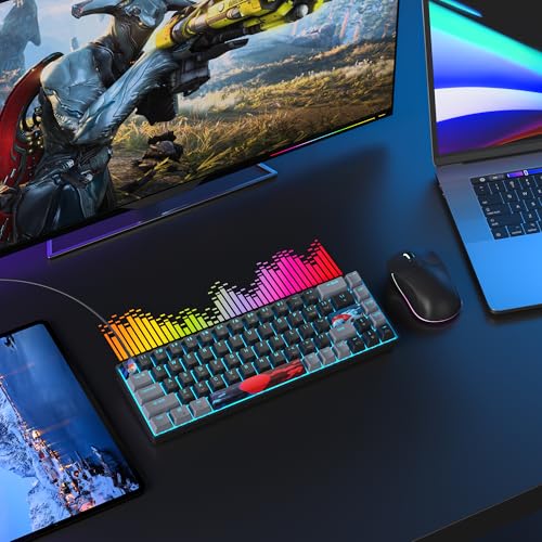Image of 65 Percent Gaming Keyboard 68 Keys Mechanical Keyboard LED Backlit Ultra Compact Wired Key Board with Red Switch for Windows Laptop Gamer(68Dark)