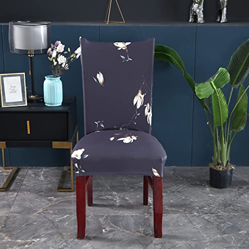 Image of House of Quirk Elastic Chair Cover Stretch Removable Washable Short Dining Chair Cover Protector Seat Slipcover (Pack of 1, Brown Cream Leaf)