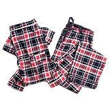 Fab Dog Flannel Dog Pajamas, 18" Length, Blue Plaid