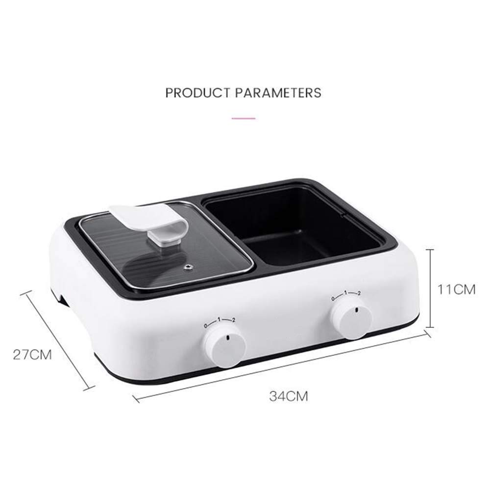 Barbecue Grill Household Mini Oven, Multi-function Hot Pot Barbecue Integrated Electric Baking Pan Grill Knob Temperature Control
