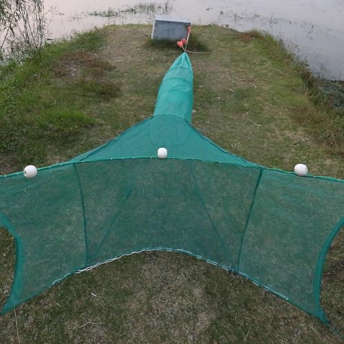 Fischfalle Köderfischreuse Krebsfalle Reusen für Fischfang Faltbare Krabbenfalle mit Schwimmer und Ketten Geeignet für Fischerei Garnelen Krabben (3 * 1 * 2 m)