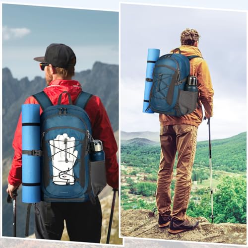 RAINSMORE Mochila Senderismo 40 Litros Mochila de Viaje para Hombre Mujer Mochila Impermeable Plegable Ligera Mochilas de Marcha para Camping Excursiones Acampadas Montaña al aire libre, Azul - imagen 7