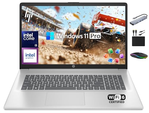 Image of HP 17 Laptop Business 2025, Lifetime MS Office, 17.3" HD+ Computer, 8-Core Intel i3 Processor, 16GB RAM, 1TB Storage (500GB SSD + 500GB Ext), Wi-Fi 6, Long Battery, MarxsolAccessory, Win 11 Pro