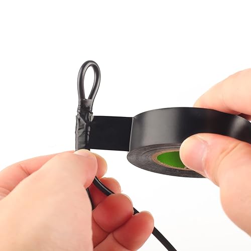 Miniatura 6 de Cinta eléctrica 10 rollos de cinta eléctrica profesional impermeable o negra y cinta de alambre de 0.71 pulgadas de ancho, 60 pies de largo, 5 mil