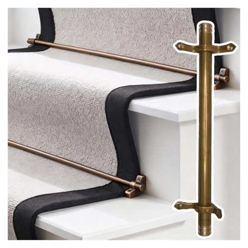 Brass Stair Runner Rods Set - 10 Pcs 24in Carpet Holder for Indoor Stairs, Apartments, Theaters & Concert Halls - Durable & Easy Installation Tools