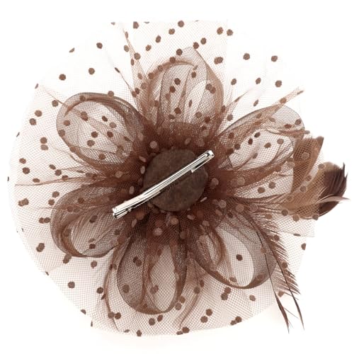 Image of DRESHOW Fascinators Hat Flower Mesh Ribbons Feathers on a Headband and a Clip Tea Party Headwear for Girls and Women