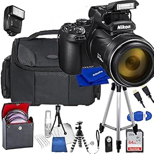 Nikon Intl COOLPIX P1000 Digital Camera with Accessory Bundle Including Tripods, Flash, Filters, Bag, 64GB Memory Card…