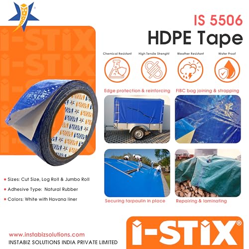 Image of HDPE Tarpaulin Repair Tape Waterproof Heavy Duty Duct Tape for Leak Fix Roof Tent Plastic Sheet Patch Strong Adhesive Weatherproof Outdoor Repair Tape Roll (Blue 20Y)