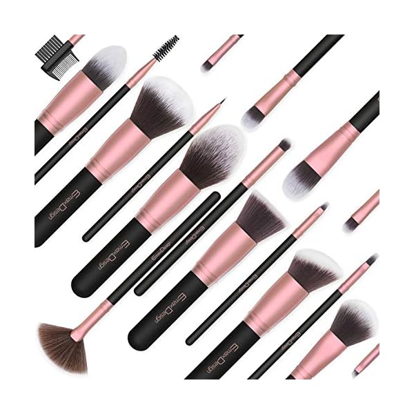 EmaxDesign Make up Pinsel 18 Pcs Professionelle Makeup Pinselset Premium Synthetische Pinsel Pulver Flüssige Creme… – Bild 3