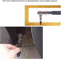 Vista 4 de Mini llave de trinquete, 2 destornilladores de ángulo recto de 1/4 pulgadas con perfil bajo, cuartos cerrados, mango de accionamiento reversible