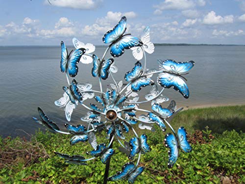RiverView Enterprise Butterfly Wind Spinner Garden Ornament - Metal Wind Spinner for Outdoor Yard and Garden Decor Double Twirl Ornament