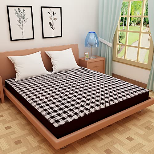 Image of DREAM CARE Waterproof Fitted Terry Cloth Printed Mattress Protector for Single Bed with Elastic Strap - 72 inchx42 inch, Dark Coffee