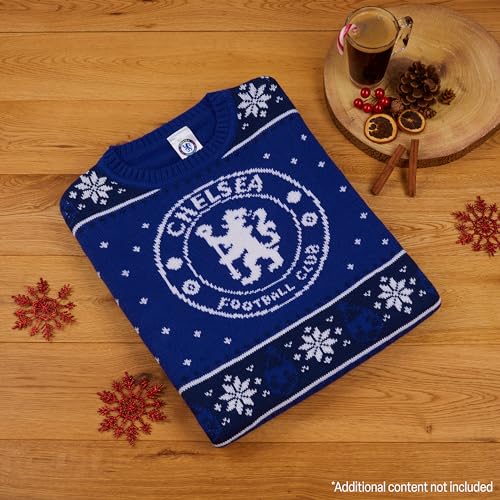 Chelsea FC Christmas Jumpers for Men Teenagers Warm Cosy Football Xmas Jumper M-3XL Gifts for Men (Blue, XL) - Image 2