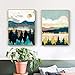 Produktbild FANPING Abstract Wall Art Geometric Berglandschaft Kunstdruck Poster Malerei Leinwand Goldsun Wandbild-Wand-Aufkleber, Farbe: 60x80cm 3 Stück (Color : 30x40cm 2 Pcs)