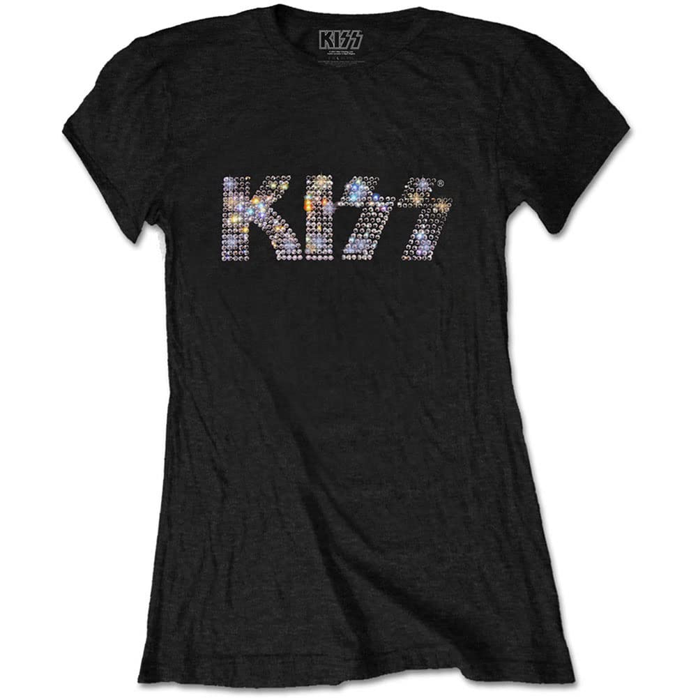 KISS Ladies T-Shirt Logo (Diamante) Multicoloured