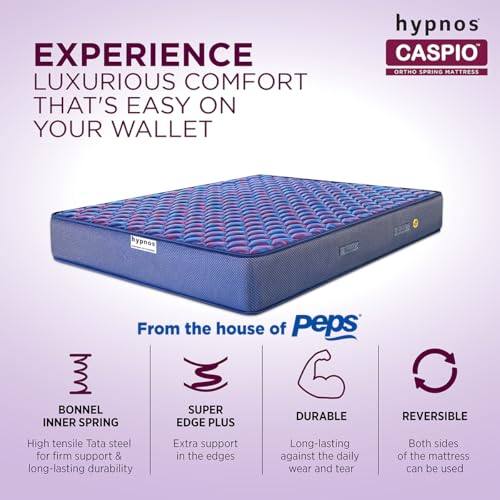 Image of Hypnos Caspio Ortho 10 Inch Medium Firm Queen Size Bonnell Spring Mattress Navy Blue (72X66X10)