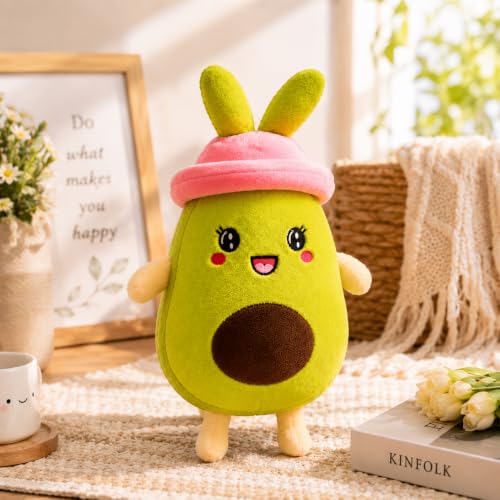 Image of Avocado Soft Toy 30cm with Bunny Ears Cap