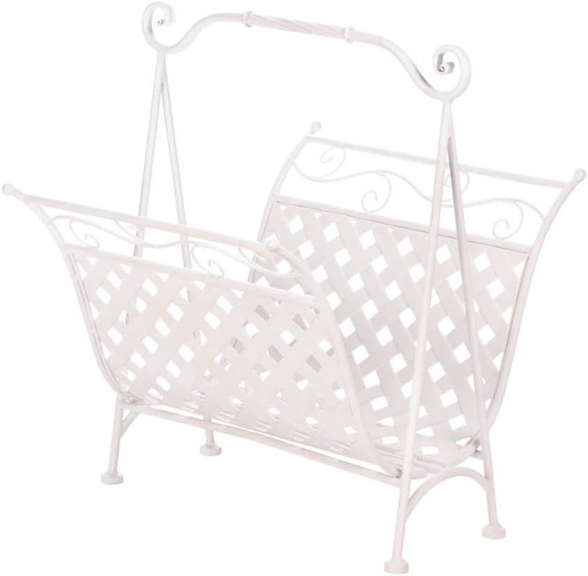 White Basket Weave Magazine Rack Home & Kitchen