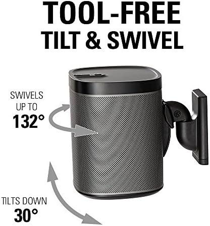 Sanus 1142968 Adjustable Speaker Wall Mount Designed For SONOS ONE, PLAY:1 & PLAY:3 - Single (Black)