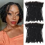 Beauday 6 inch 70 Stands Loc Extensions Human Hair Interlocking, 0.6cm Width 100% Human Hair Dreadlock Extensions, Soft Human Hair Dreadlock Extensions, 1B Color (6 Inch 70 Strands,1B 0.6cm)
