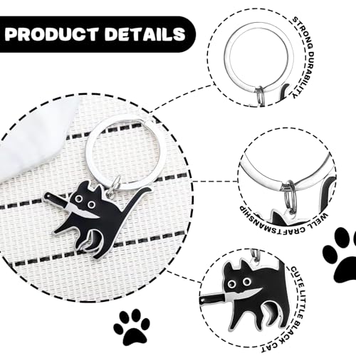 Ruzister Schwarzer Katzenkram-Schlüsselanhänger für Katzenpaar, cooles Katzendekor, lustiger Halloween Korb, Weihnachtsgeschenke für Katzenliebhaber, Teenager-Jungen