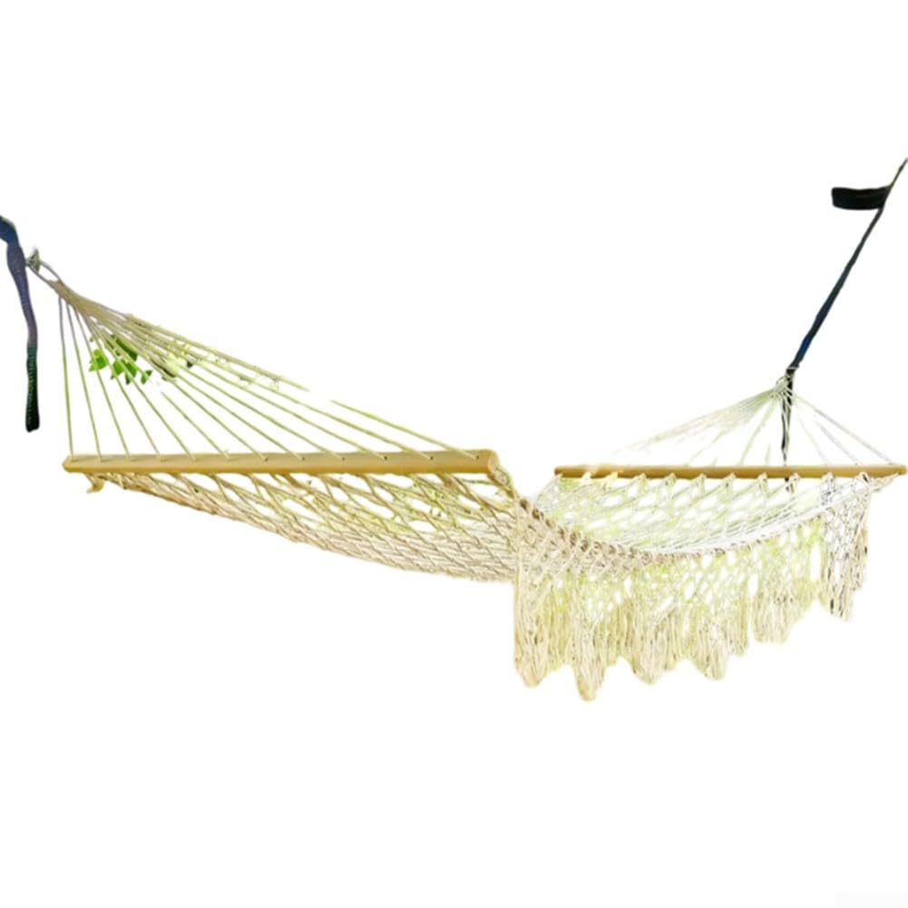 Columpio para exteriores de 10 pies, para jardín, patio, madera dura, para barras, con cuerda de algodón, para colgar, para adultos, tumbona de 400 camas (borla)
