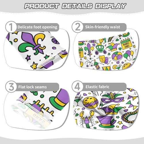 Girls' Leggings Mardi Gras Carnival Mask Ankle Length Printed Leggings Comfort Pants for Kids 4-10 Years4