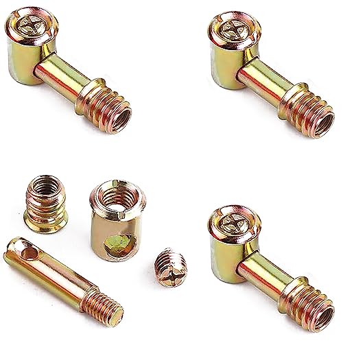 Image of WANLIAN Furniture Wardrobe Four-in-one Connectors Fittings, Bolts,Hole hammer inner teeth for The connection of beds, sofas and solid wood furniture (M8x42mm, 4 in 1 Furniture Connecting Fittings)