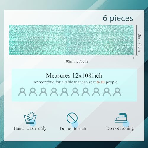 Newwiee 54 Pcs Light Blue Sequin Chair Sashes and Table Runners, 48 Sequin Chair Bows, 6 Glitter Table Runners for Birthday Party Wedding Banquet Holiday Decorations by Newwiee - Used condition - Image 3