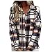 Produktbild Generic Damen Karierte Shacket Flanell Hemdjacke Karo Langarm Hemd Bluse Mantel Jacke Oberteile Button Down Freizeitjacke mit Taschen Navy M