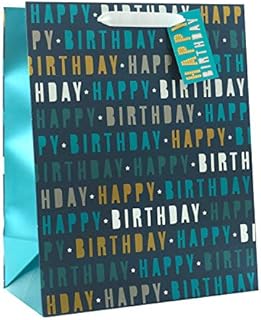 UK Greetings Birthday Gift Bag for Him - Large Birthday Gift Bag Blue - Happy Birthday Gift Bag - Celebration Gift Bag Navy