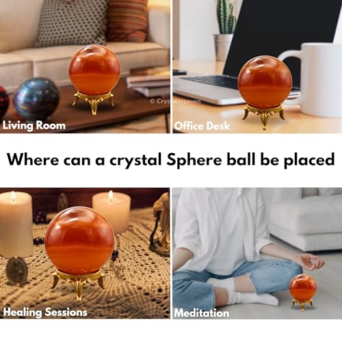 Image of Certified Red Onyx Crystal Ball for Meditation - Premium Crystal Vastu Items for Home and Feng Shui Items for Good Luck - Ideal for Pooja Supplies and Spiritual Practices (1.5 inch Inch)