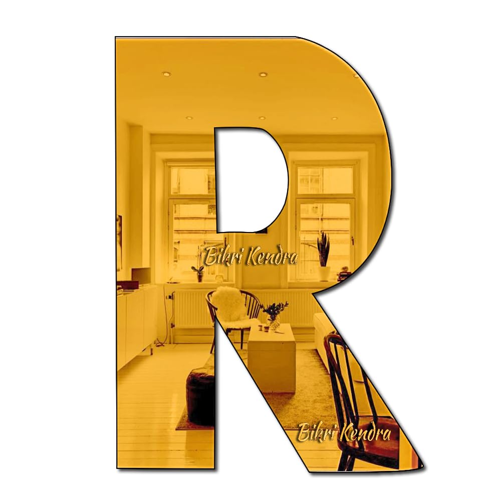 Bikri KendraBikri Kendra - Letter (R) Golden Mirror Alphabets for Art and Craft | Mirror Stickers for Wall, Acrylic Stickers, Wall Decoration, Mirror Stickers (Golden_R_6Inch, 1)