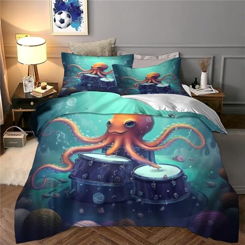 Parure de lit pieuvre super king 260x220cm en microfibre 3D - 6