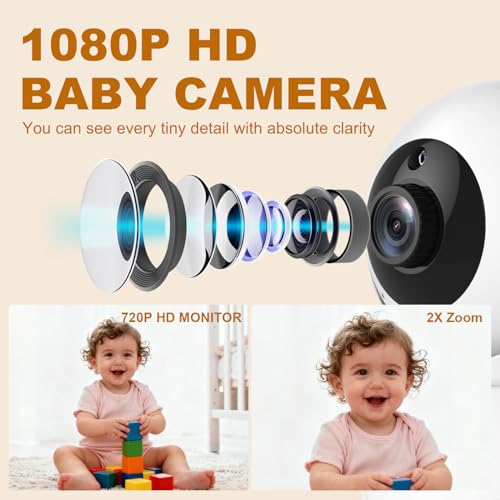 HelloBaby 5.5\'\' HD Video Baby Monitor with 1080P Camera | No WiFi, Hack-Proof Security & 1000ft Range | Remote Pan, Tilt, Zoom, Night Vision, Night Light | 4000mAh Battery - Thumbnail 3