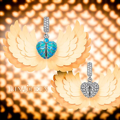NinaQueen "Surprising Love" 925 Sterling Silver Enamel Heart Dangle Fit Pandöra Charms Engraved with "I love you" Birthday Anniversary Christmas Gifts for Women Wedding Valentines Gifts For Her Wife
