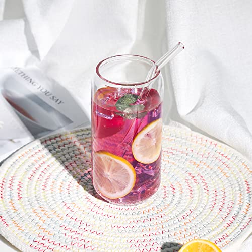 Kxuhivc 1 Pack Glass Cup, 16Oz Drinking Glass With Bamboo Lid And Straw, Beer Can Glass Tumbler For Mojito Soda Smoothies Whiskey Iced Coffee Cocktail Tea Juice #TOP3