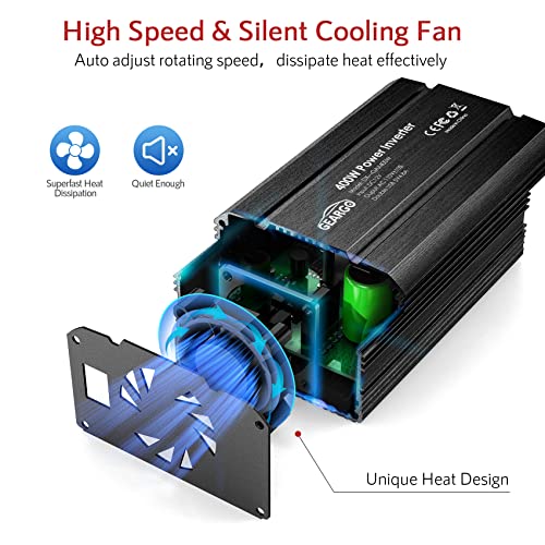 400W Power Inverter DC 12V to 110V AC Car Charger Converter with 4.8A Dual USB Ports and 2 AC Outlets Car Adapter (Black)