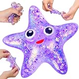 Squishy Starfish Stress Ball for Adults and Kids - Sugar Ball Sensory Fidget Toy, Slow Rise Malt Squeeze Toy, Party Favors (Purple)
