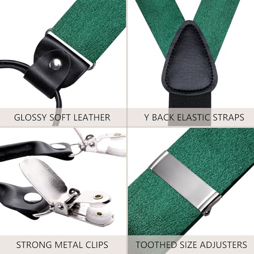 Image of Dubulle Suspender and Bow Tie for Men Paisley Solid Mens Suit Braces Pretied Bowtie and Handkerchief Cufflinks Formal Wedding