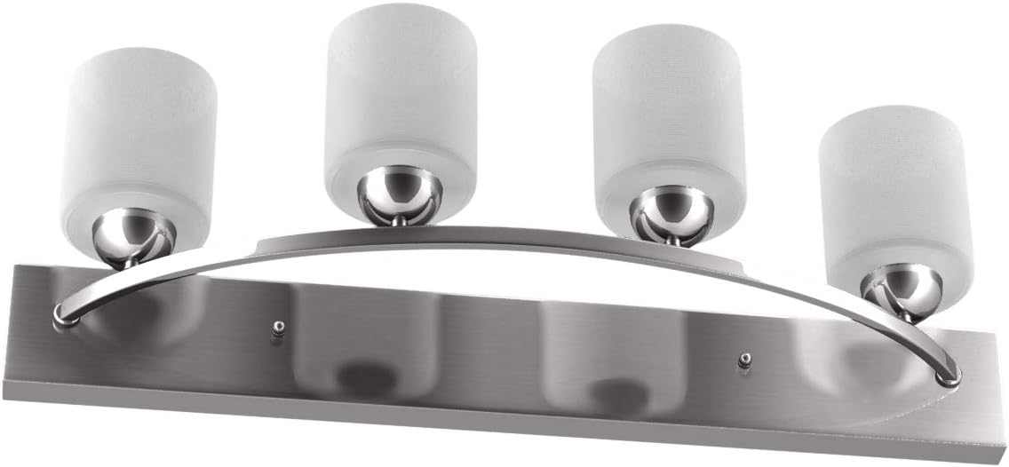 Exclusive Special Tangkula Bathroom Vanity Lamp Brushed Nickel Wall Mounted Vanity Lighting Fixture with White Glass Shade Wall Sconce Pendant Lamp (Nickel, 4)